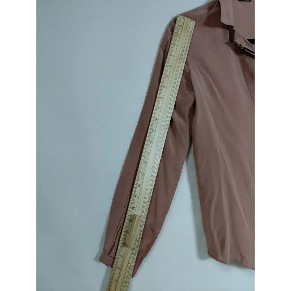 Massimo Dutti 100% Silk V-Neck Lightweight Breathable Blouse Women Size 4 - Picture 9 of 10